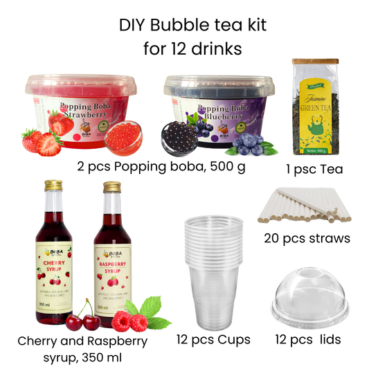 Burbuļtējas pagatavošanas Komplekts 12 dzērieniem ar tēju