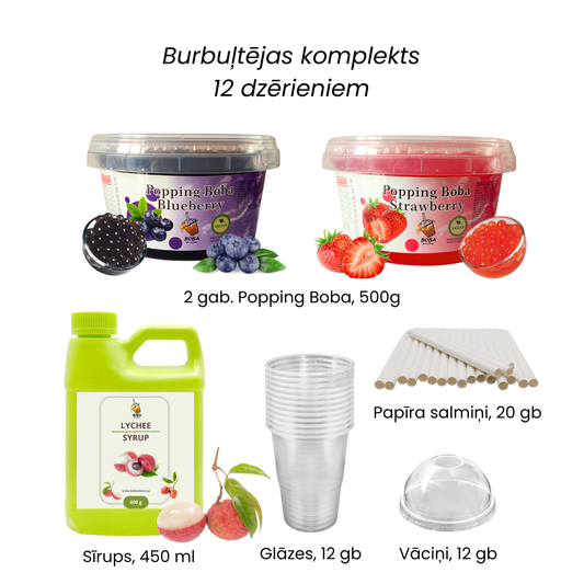Burbuļtējas pagatavošanas Komplekts 12 dzērieniem