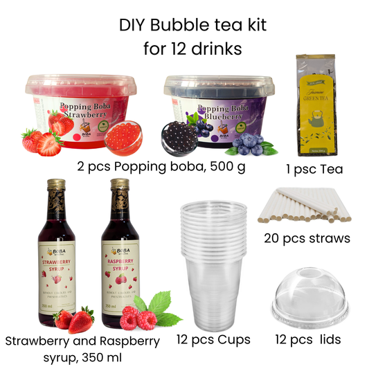 Burbuļtējas pagatavošanas Komplekts 12 dzērieniem ar tēju