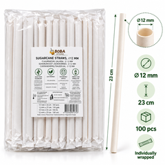 100gab. Cukurniedru salmiņi individuālā iepakojumā, D=12mm