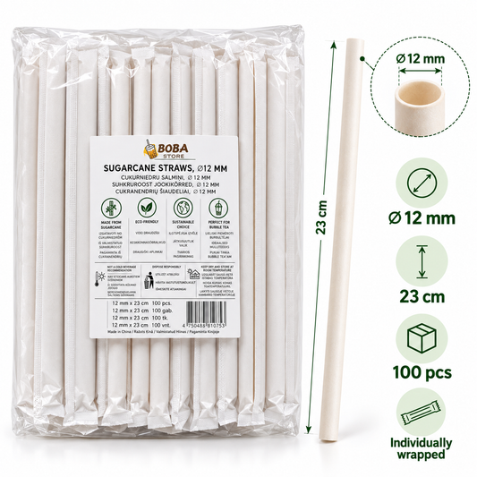 100gab. Cukurniedru salmiņi individuālā iepakojumā, D=12mm